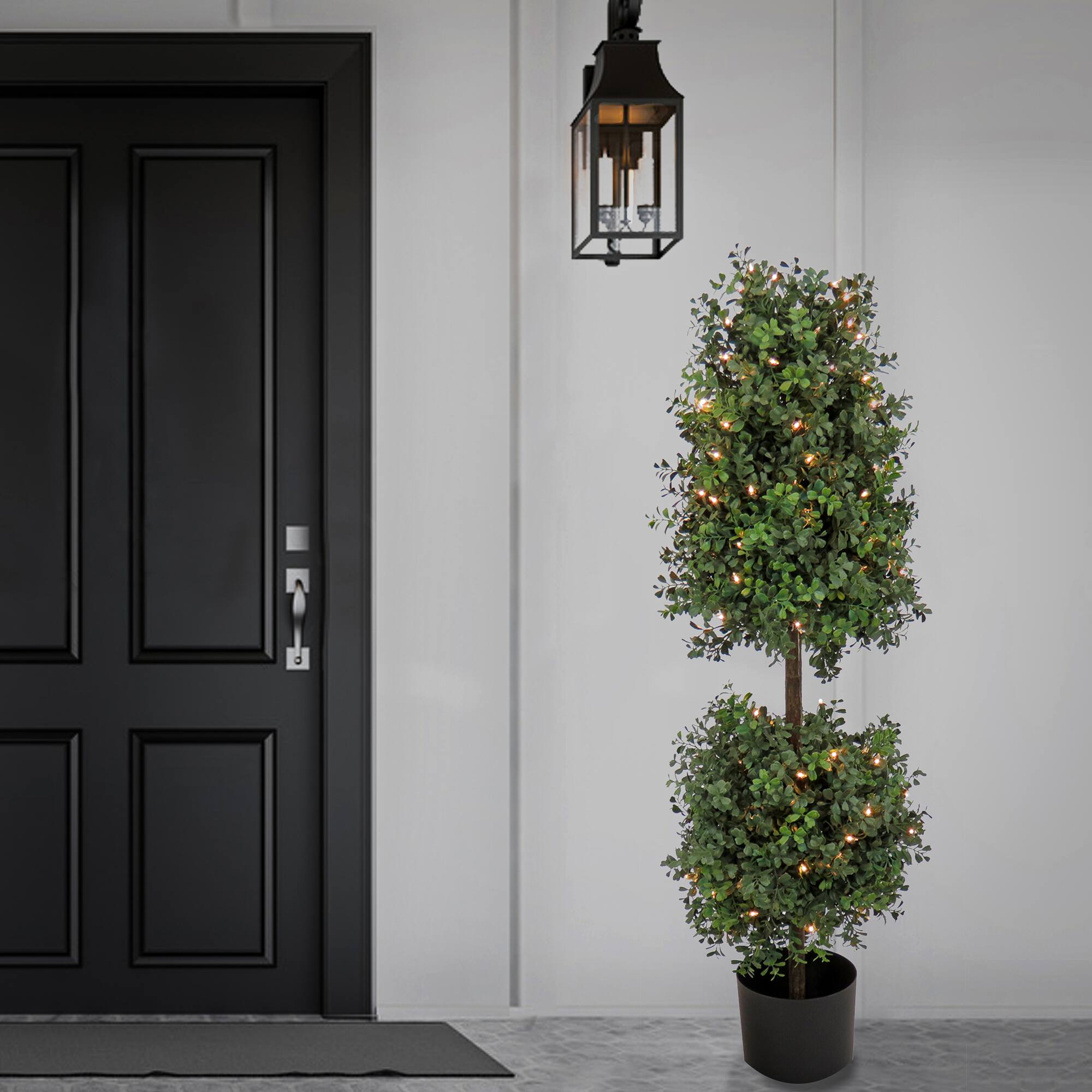 4ft. Pre-Lit Boxwood Cone & Ball Topiary In Nursery Pot